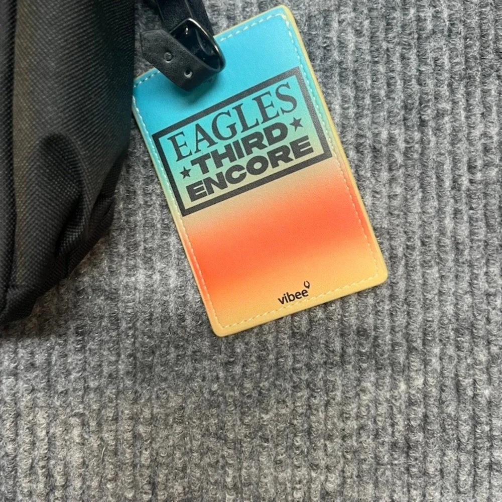 Eagles Third Encore Vibee Concert Tour Backpack Black Teal Patch Luggage Tag NEW